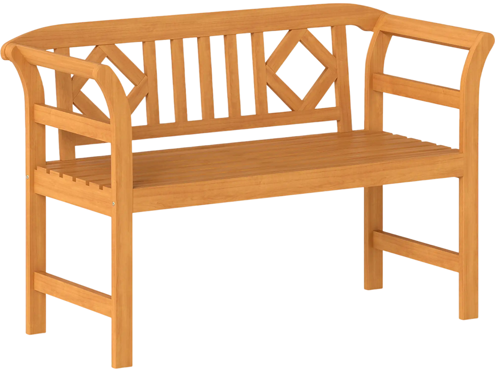 Acacia Wood 2-Person Patio Loveseat with Backrest and Armrests for Porch