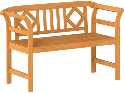 Costway Acacia Wood 2-Person Patio Loveseat Bench with Backrest Armrests 82718162 New