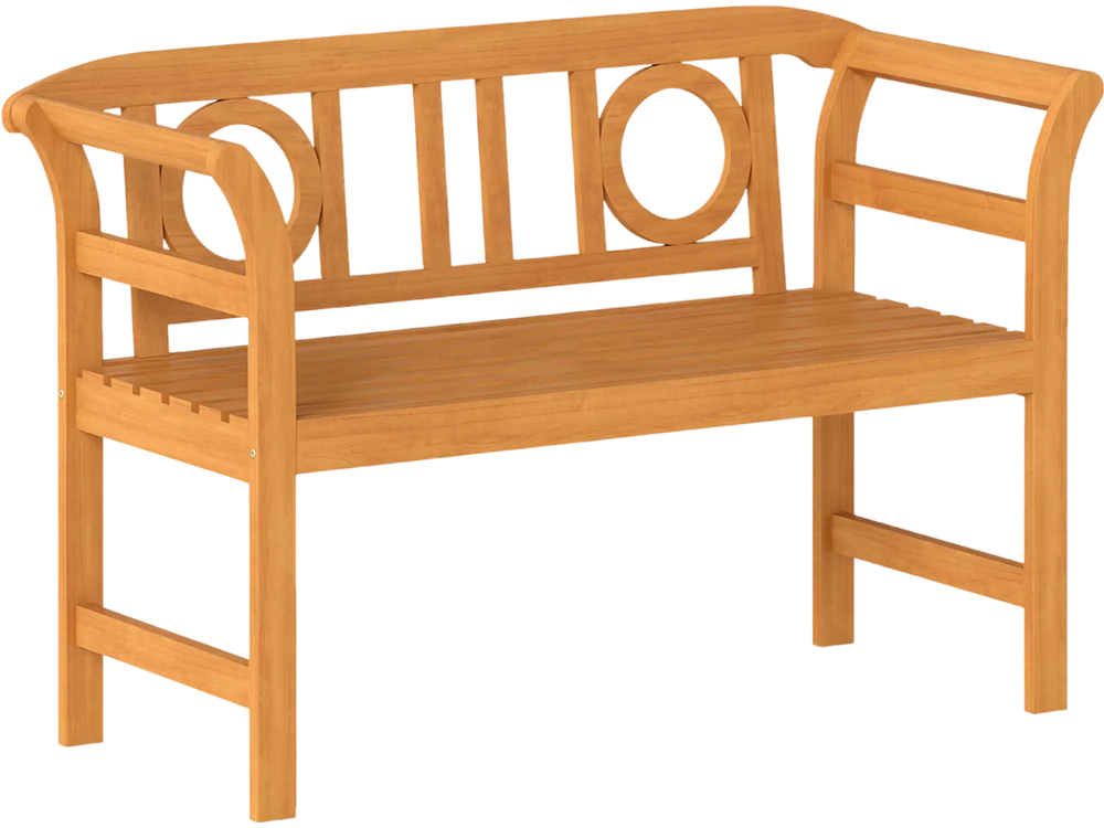 Acacia Wood 2-Person Patio Loveseat with Backrest and Armrests for Backyard
