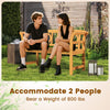 Acacia wood 2-person patio loveseat with backrest and armrests, ideal for backyard relaxation, supports 800 lbs.