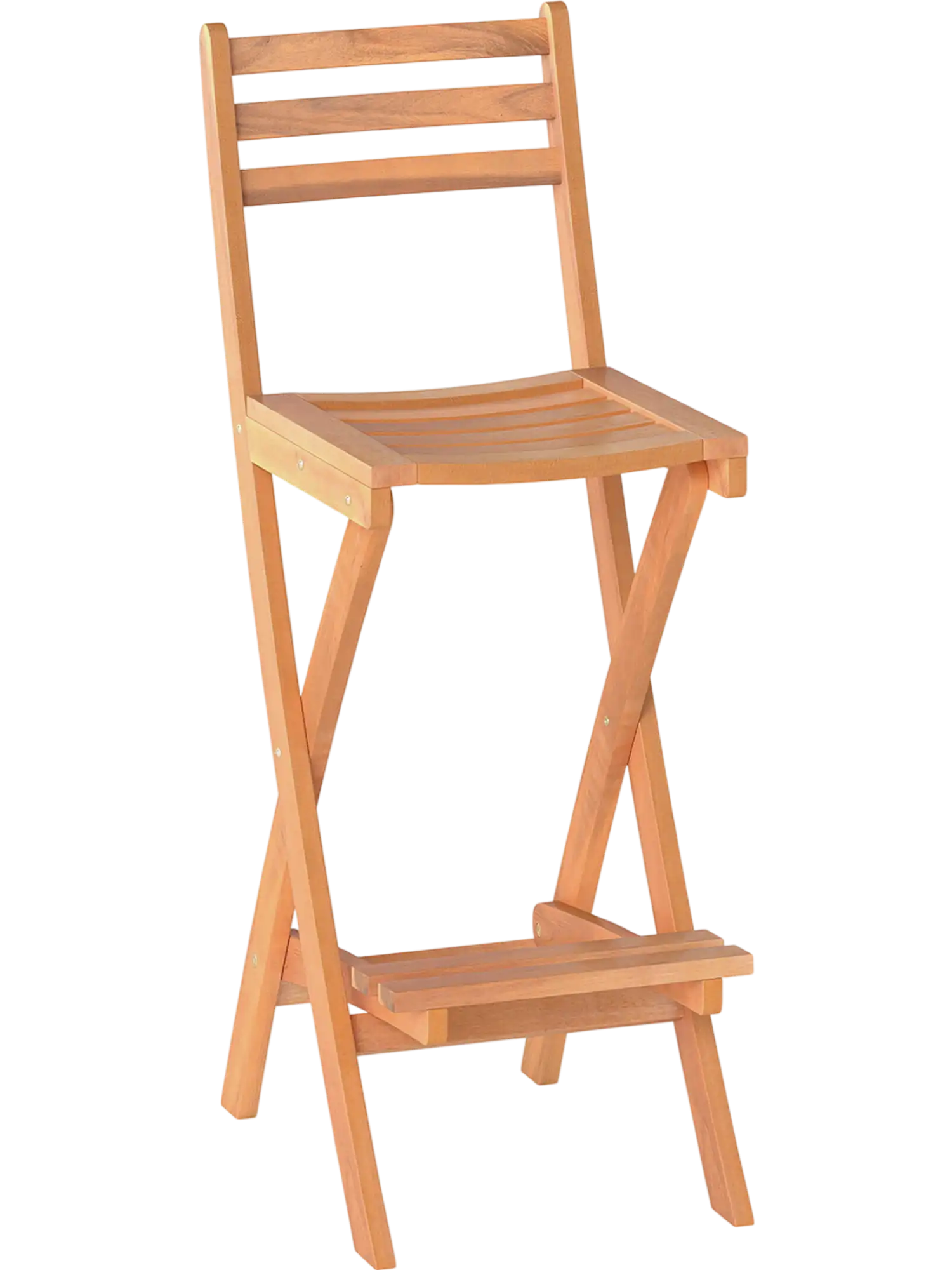 Costway Acacia Wood Outdoor Bar Height Chair with Backrest Footrest 28515212 New