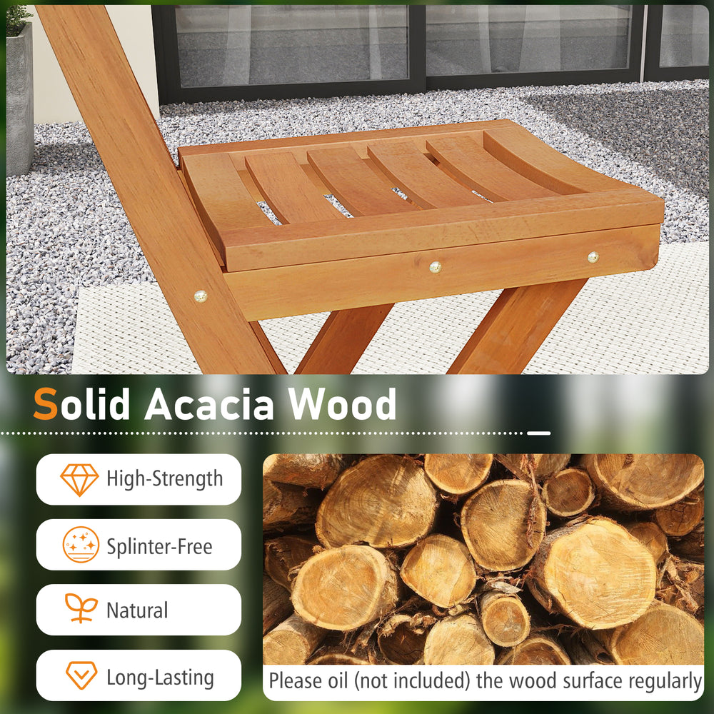Close-up of acacia wood texture on the bar height chair, showcasing its natural finish and durability for outdoor.