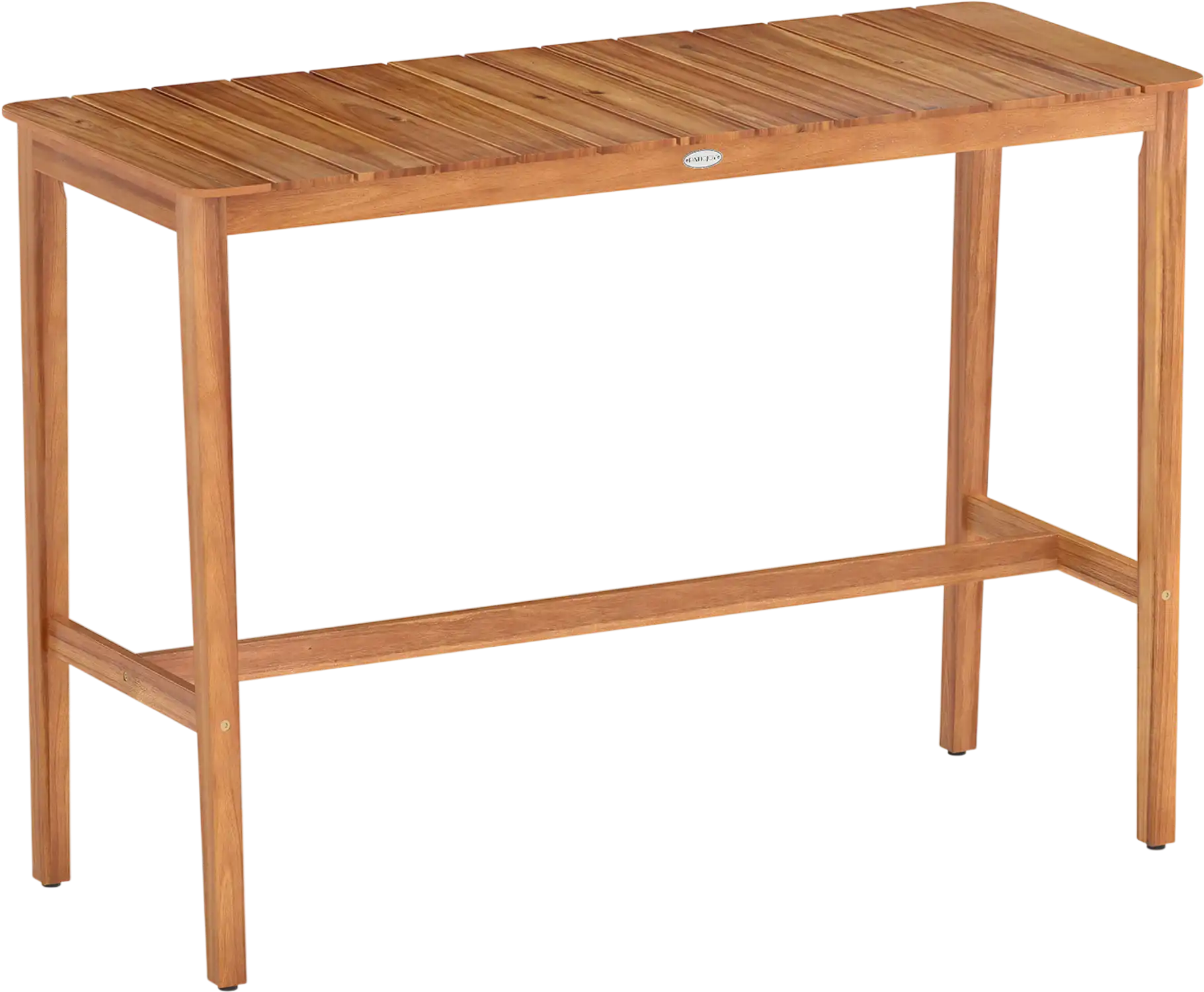 Costway Acacia Wood Counter Height Patio Bar Table Slatted Top Footrest 694871253 New