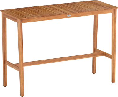 Costway Acacia Wood Counter Height Patio Bar Table Slatted Top Footrest 694871253 New