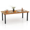 Acacia wood dining table for 8 with slatted design, 1.9" umbrella hole, perfect for outdoor gatherings.
