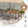 79-inch acacia wood dining table with 1.9-inch umbrella hole, perfect for 8-person gatherings by the poolside.