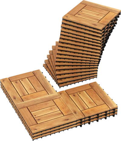 Costway Acacia Wood Interlocking Deck Tiles Patio Balcony Porch Poolside 13562399 New