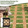 Acacia wood interlocking deck tiles feature realistic artificial grass and a quick installation design for outdoor spaces.