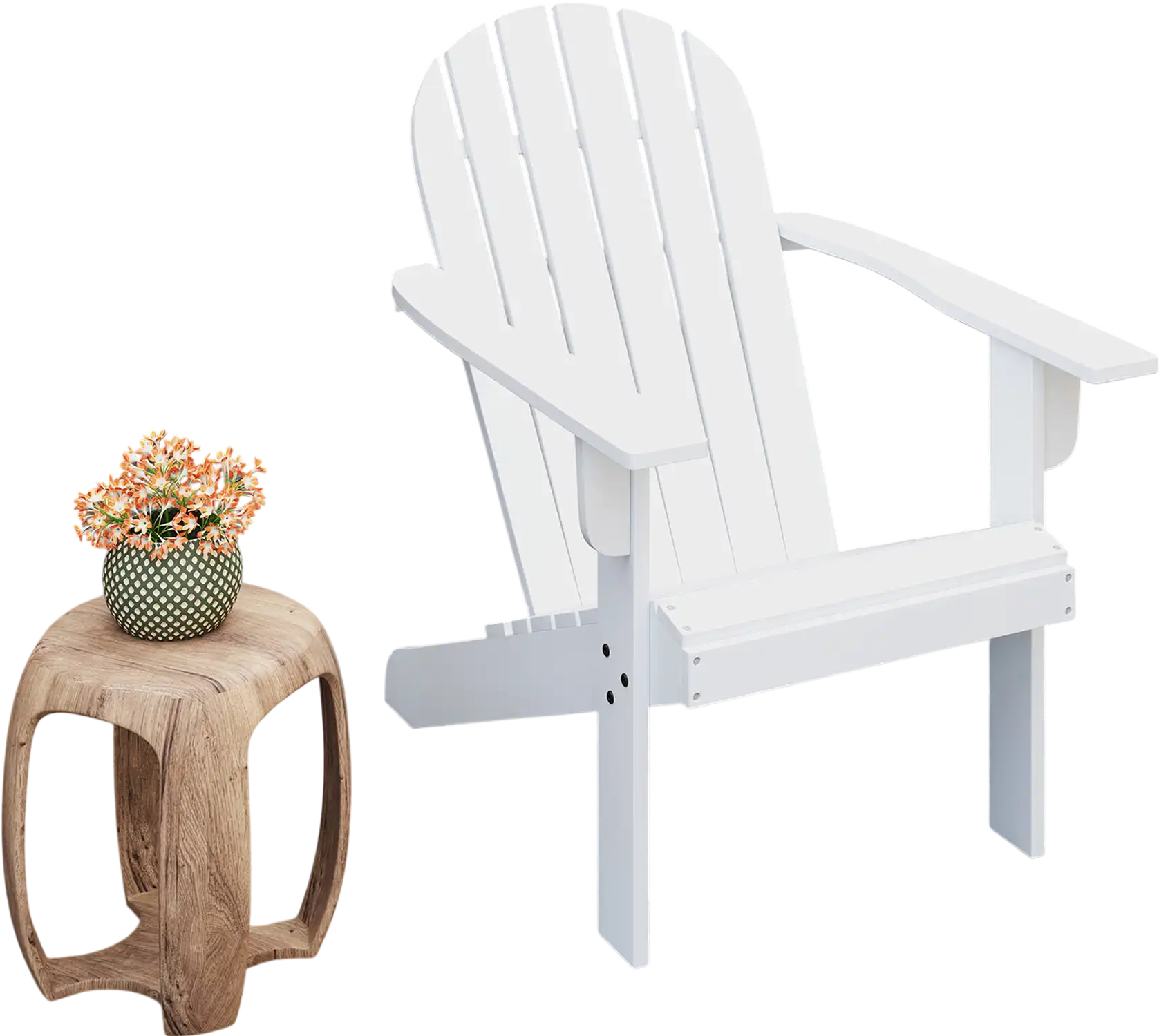 Costway Acacia Wood Patio Adirondack Chair White 74853261 New