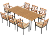 Acacia Wood Outdoor Furniture Set 9 Pieces Patio Dining Set with 8 Chairs