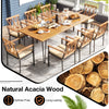 Acacia wood outdoor dining set featuring a rectangular table and 8 chairs with padded cushions for comfortable patio.