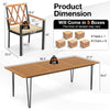 Rectangular acacia wood patio dining table with 8 chairs, featuring cushioned seats and a 2-inch umbrella hole.