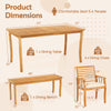 Acacia wood outdoor dining table and bench set with umbrella hole, comfortably seating 6 people for gatherings.