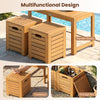 Acacia wood garden stools with cut-out handles, versatile for storage or as footstools, ideal for outdoor spaces.