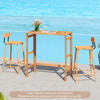 Acacia wood outdoor bar table with slatted tabletop, ideal for balcony or patio, featuring a foldable design for easy.