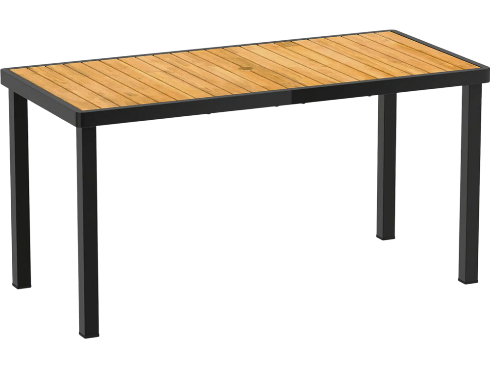 Acacia Wood Outdoor Dining Table with 1.97" Umbrella Hole for 6 People