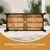 Acacia wood outdoor dining table with reinforced metal crossbars, featuring a 1.97" umbrella hole for stable support.