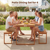 Acacia wood outdoor garden bench with slatted seat, supports 800 lbs, ideal for porch, patio, or garden use.
