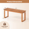 Acacia wood outdoor garden bench with slatted seat, 43.5" x 12.5", supports 800 lbs, ideal for porch or patio use.