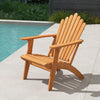 Acacia wood outdoor patio chair with angled backrest and wide armrests, designed for comfort and stability by the.