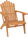 Acacia wood outdoor patio chair with angled backrest and wide armrests, supports up to 400 lbs for comfortable lounging.