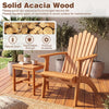 Acacia wood outdoor patio chair with curved seat and wide armrests, designed for comfort and stability, 400 lbs.
