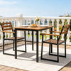 Acacia Wood Outdoor Dining Chairs Set of 2 with Heavy-Duty Metal Frame - Gallery View 1 of 9