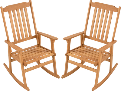 Costway Acacia Wood Oversized Outdoor Rocking Chair High Back Armrests 35272329 New