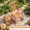 Oversized acacia wood rocking chair with high back and armrests, perfect for outdoor relaxation on patios or gardens.