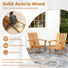Natural acacia wood Adirondack chair with ergonomic backrest, ideal for porch or backyard seating.