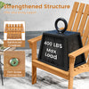 Acacia wood Adirondack chair with high backrest, reinforced structure, supports up to 400 lbs, ideal for outdoor use.