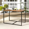 Acacia wood patio dining table with metal frame, 43.5” x 27.5”, perfect for outdoor dining in your garden or patio.