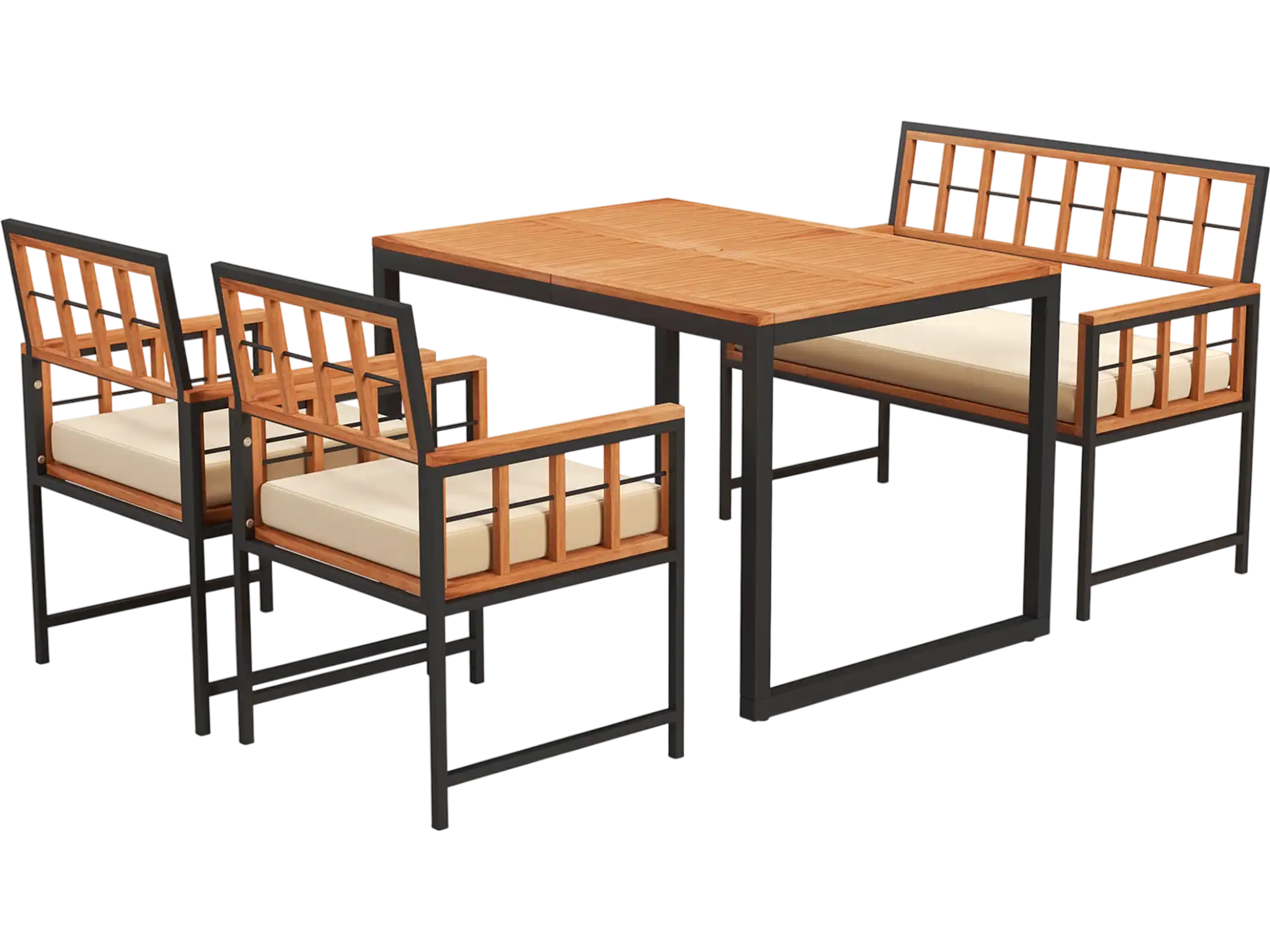 Costway 4-Pc Acacia Wood Patio Dining Set Table Loveseat 68471239 New