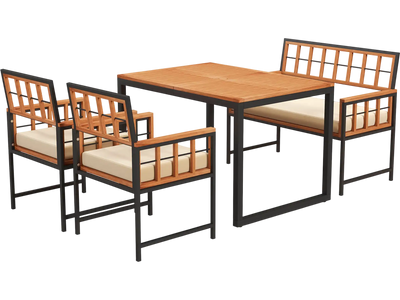 Costway 4-Pc Acacia Wood Patio Dining Set Table Loveseat 68471239 New