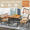 4-piece acacia wood patio dining set featuring a rectangular table and cushioned chairs, perfect for outdoor gatherings.