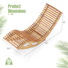 Acacia wood patio rocking sun lounger with ergonomic curved seat, slatted design, and dimensions of 63"x23.5"x26".