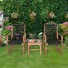 Two acacia wood rocking chairs with breathable rope design and a square coffee table, ideal for porch or balcony.