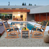 Acacia wood rocking bistro set with breathable plastic rope, perfect for outdoor patios and balconies, featuring a.