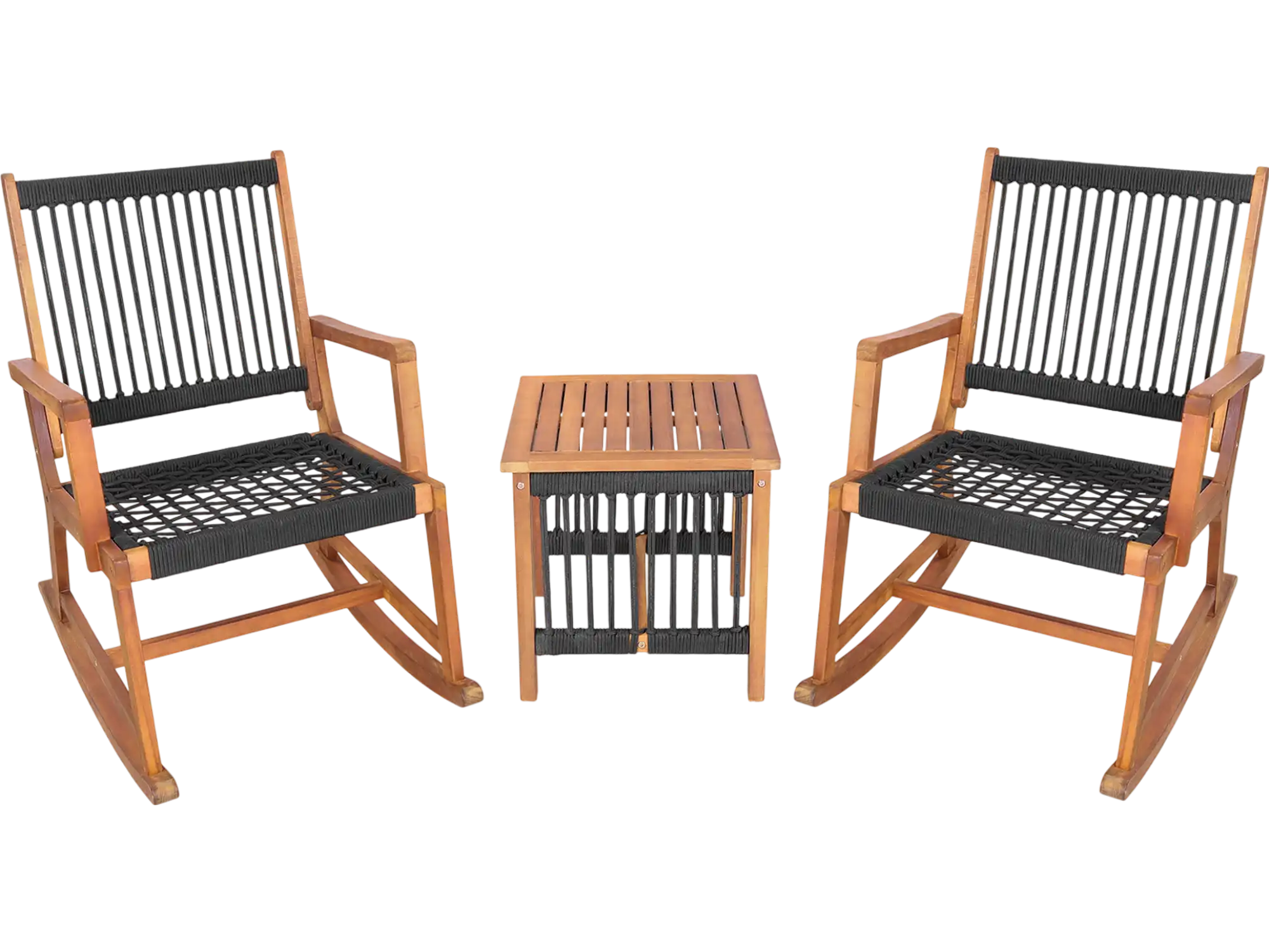 Costway 3-Piece Acacia Wood Rocking Bistro Patio Set 63415297 New