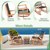 3-piece acacia wood rocking bistro set with inclined backrest and deep seat, perfect for outdoor patio relaxation.