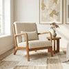 Accent Chair Corduroy Upholstered Lounge Chair with Lumbar Pillow-Beige - Gallery View 1 of 9
