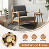 Accent chair with gray corduroy upholstery and solid wood frame, designed for comfort and support in living spaces.