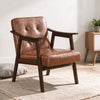Accent Chair with Inclined Backrest Faux Leather and Soft Cushion for Living Room-Walnut - Gallery View 1 of 7