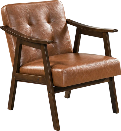 Costway Faux Leather Accent Chair Soft Cushion Inclined Backrest 22698032 New