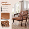 Accent chair with inclined backrest in walnut finish, featuring skin-friendly faux leather and stylish tufted back for comfort.