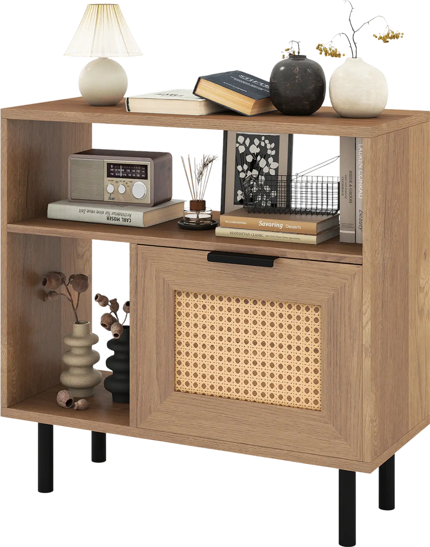 Costway Accent Side End Table Storage Shelf Cabinet Small Space 72612548 New