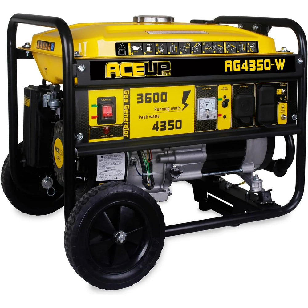 Aceup Energy Portable Generator 4350 Watt Gas Powered Equipment with Wheel Kit & Oil, 4000W Generator EPA & CARB Compliant - AceupEnergy