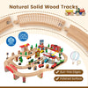 84-piece wooden train set with reversible tabletop, featuring solid wood tracks and realistic accessories for.