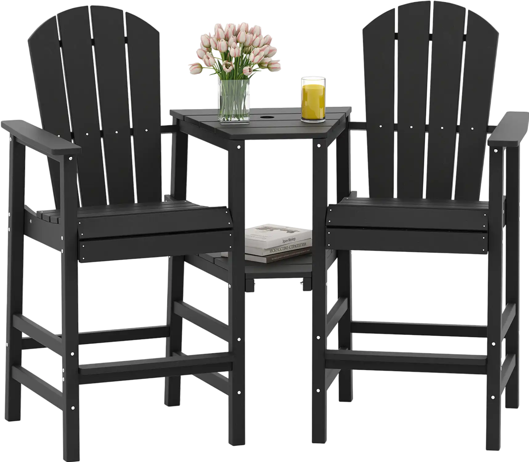 Costway 2-Seat All-Weather Adirondack Chair w/ Double Connecting Tray 321687495 New