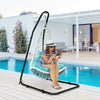 Adjustable hammock chair stand with a steel frame, supporting 330 pounds, perfect for indoor or outdoor relaxation.